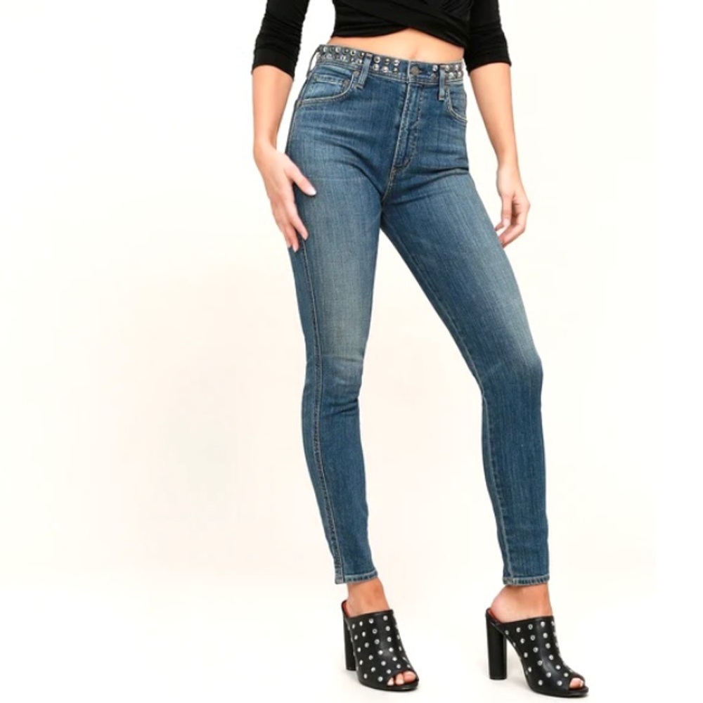 Agolde High-Rise Skinny Jeans in Medium Blue Wash